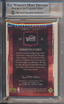 Upper Deck 2003-2004 Exquisite Collection Extra Exquisite Jumbo Patch #EE-LJ1 Lebron James 10/75 / BGS Grade 9