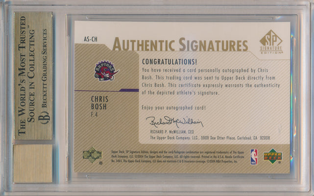 Upper Deck 2003-2004 SP Signature Edition Authentic Signatures #AS-CH Chris Bosh 50/50 / BGS Grade 9.5 / Auto Grade 10