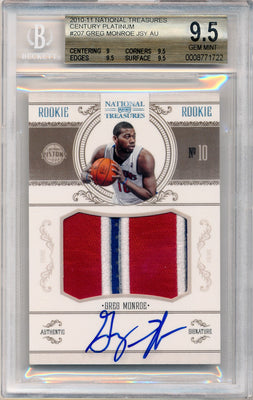 Panini 2010-2011 National Treasures  Century Platinum #207 Greg Monroe 3/5 / BGS Grade 9.5 / Auto Grade 10