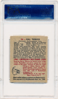 Topps Bowman 1948   #36 Hal Tidrick  / PSA Grade 5 / Auto Grade None