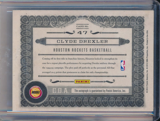 Panini 2011-2012 Gold Standard Marks Of The Hall #47 Clyde Drexler 7/25