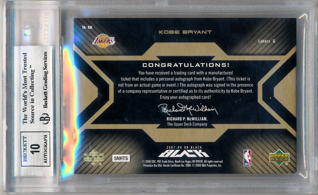 Upper Deck 2007-2008 Black Ticket Autographs Gold #TAKB Kobe Bryant 6/15 / BGS Grade 8.5 / Auto Grade 10