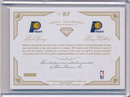 Panini 2014-2015 Flawless Emerald Dual Diamond Patches #DD-IP Paul George/ Roy Hibbert 3/5