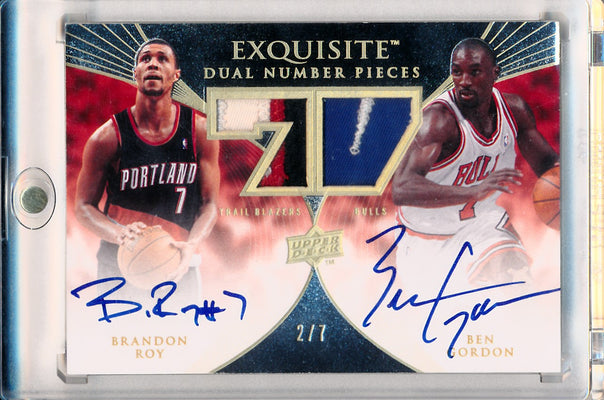 Upper Deck 2007-08 Exquisite Collection Exquisite Dual Number Pieces #EDN-RG Brandon Roy/Ben Gordon 2/7