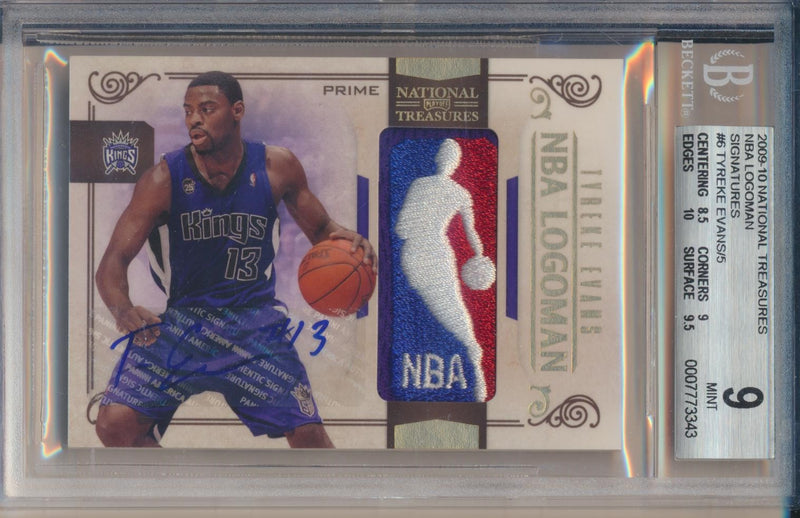 Panini  2009-2010 National Treasures NBA Logoman Signatures #6 Tyreke Evans 1/5 / BGS Grade 9 / Auto Grade 10