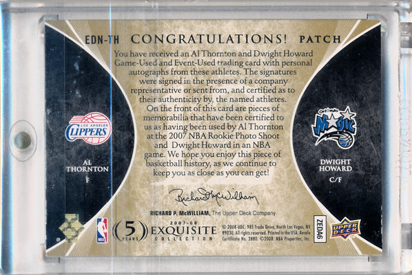 Upper Deck 2007-08 Exquisite Collection Exquisite Dual Number Pieces #EDN-TH Al Thornton/Dwight Howard 5/12