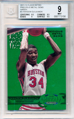 Upper Deck 2011-12 Fleer Retro Precious Metal Gems GREEN #PM-3 Hakeem Olajuwon 7/10 / BGS Grade 9