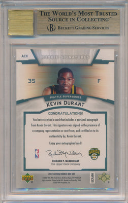 Upper Deck  2007-2008 UD NBA Rookie Box Set Autographs #ACII Kevin Durant  / BGS Grade 9.5 / Auto Grade 10