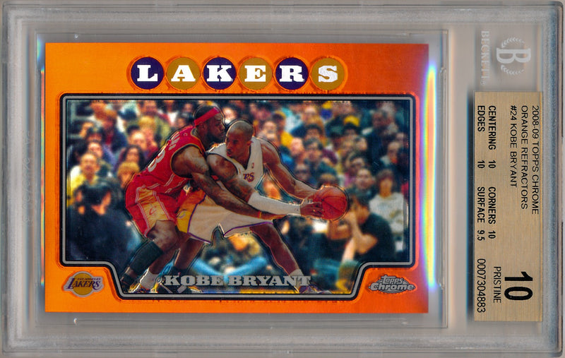 Topps 2008-2009 Chrome Orange Refractors #24 Kobe Bryant 371/499 / BGS Grade 10