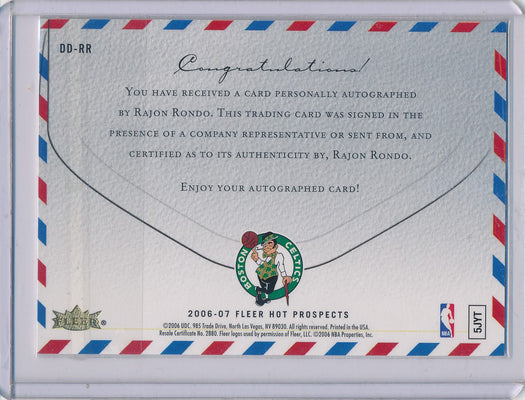 Fleer 2006-07 Hot Prospects Draft Day Postmarks #DD-RR Rajon Rondo 076/100