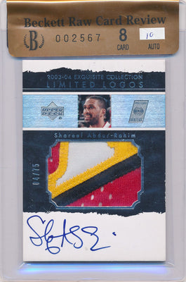 Upper Deck 2003-2004 Exquisite Collection Limited Logos #LLSA Shareef Abdur-Rahim 4/75 / Auto Grade 10