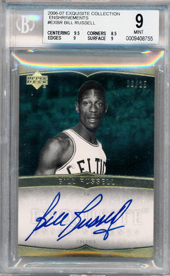 Upper Deck 2006-2007 Exquisite Collection Exquisite Enshrinements #EXBR Bill Russell 6/25 / BGS Grade 9 / Auto Grade 10