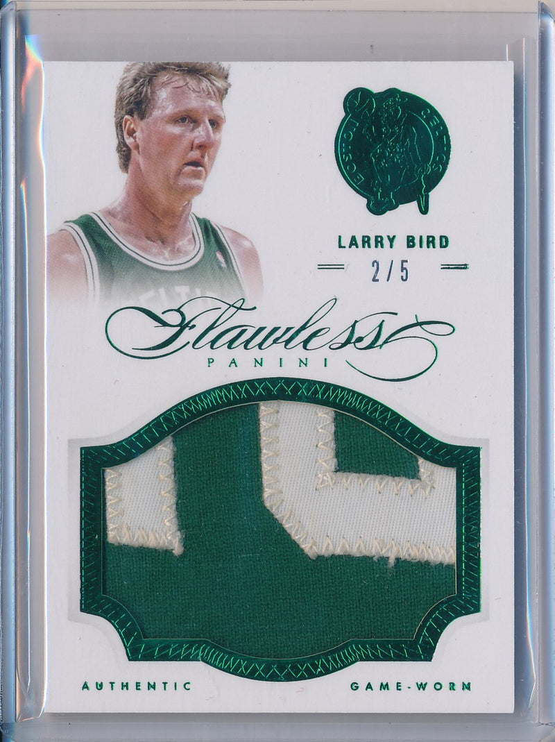 Panini 2012-2013 Flawless Emerald Jumbo Patches #60 Larry Bird 2/5