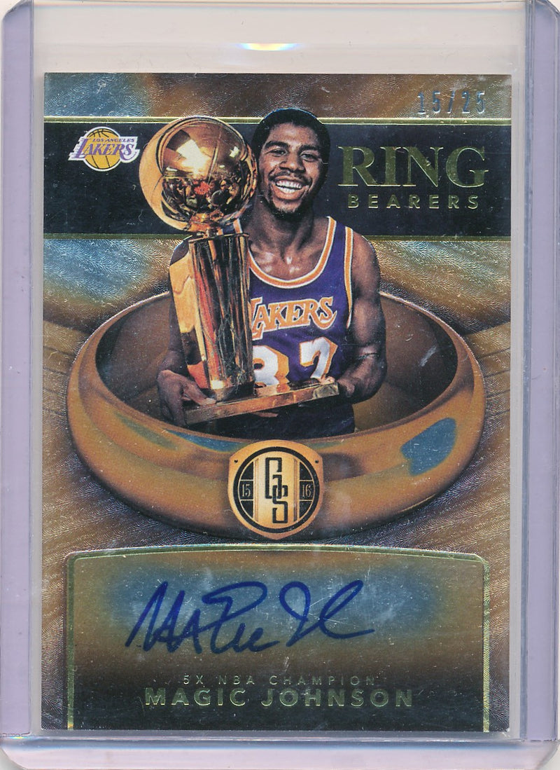 Panini 2015-2016 Gold Standard Ring Bearers Autographs #RB-MJ Magic Johnson 15/25