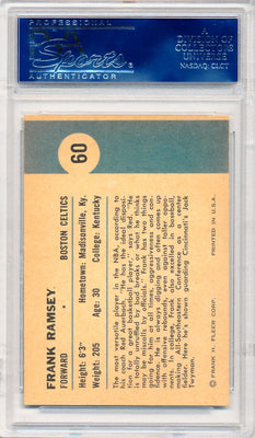 Fleer 1961 Boston Celtics  #60 Frank Ramsey  / PSA Grade 7