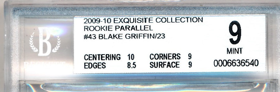 Upper Deck 2009-2010 Exquisite Collection Rookie Parallel #43 Blake griffin  8/23 / PSA Grade None  / BGS Grade 9 / Auto Grade None