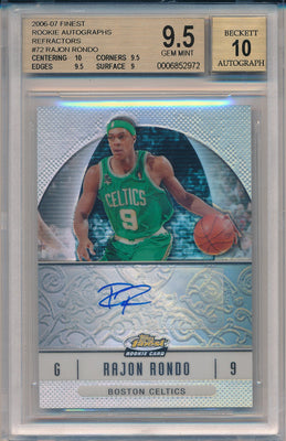 Topps 2006-07 Finest Refractors Rookie Autographs #72 Rajon Rondo  / BGS Grade 9.5 / Auto Grade 10