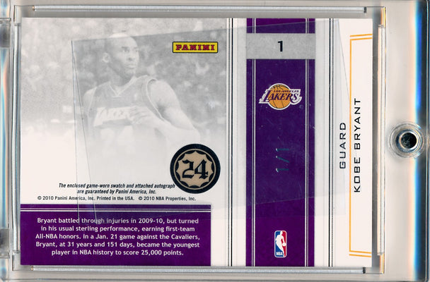 Panini 2009-2010 National Treasures Colossal Logoman Auto Kobe Bryant 1/1