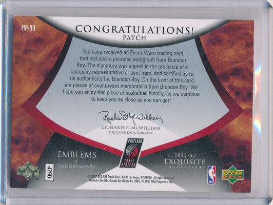 Upper Deck 2006-2007 Exquisite Collection Emblems Of Endorsement #EMBR Brandon Roy 14/15