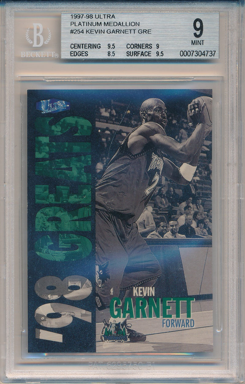 Fleer 1997-1998 Ultra  Platinum Medallion #254P Kevin Garnett 88/100 / BGS Grade 9