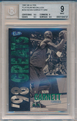 Fleer 1997-1998 Ultra  Platinum Medallion #254P Kevin Garnett 88/100 / BGS Grade 9