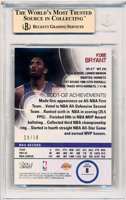 Topps 2002-2003 Pristine Refractors #8 Kobe Bryant 19/50 / BGS Grade 10