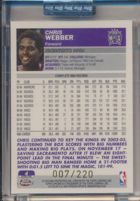 Topps  2003-2004 Chrome  X-Fractor #4 Chris Webber 7/220