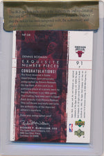 Upper Deck 2003-2004 Exquisite Collection Number Piece Autographs #NP-DR Dennis Rodman 89/91 / Auto Grade 10