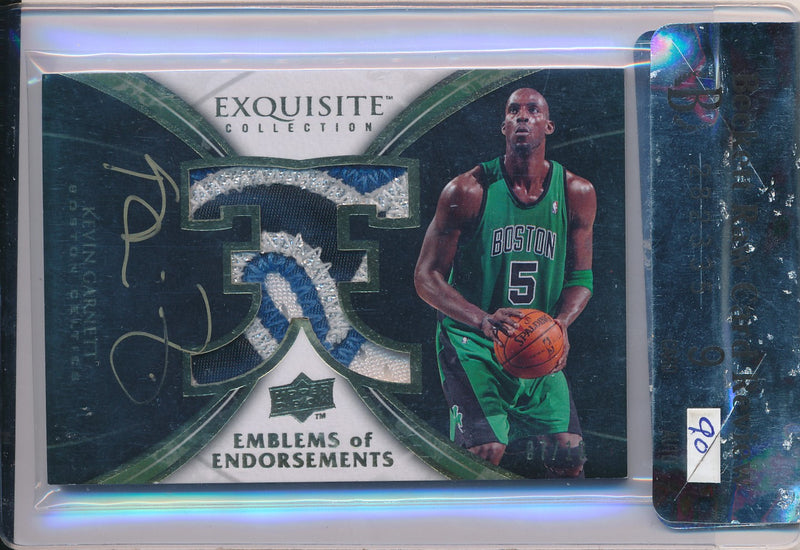 Upper Deck 2008-2009 Exquisite Collection Emblems Of Endorsements #EE-KG Kevin Garnett 7/10 / BGS Grade 9 / Auto Grade 9