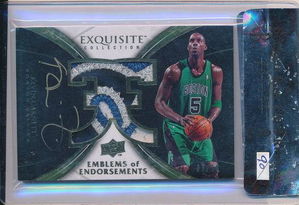 Upper Deck 2008-2009 Exquisite Collection Emblems Of Endorsements #EE-KG Kevin Garnett 7/10 / BGS Grade 9 / Auto Grade 9