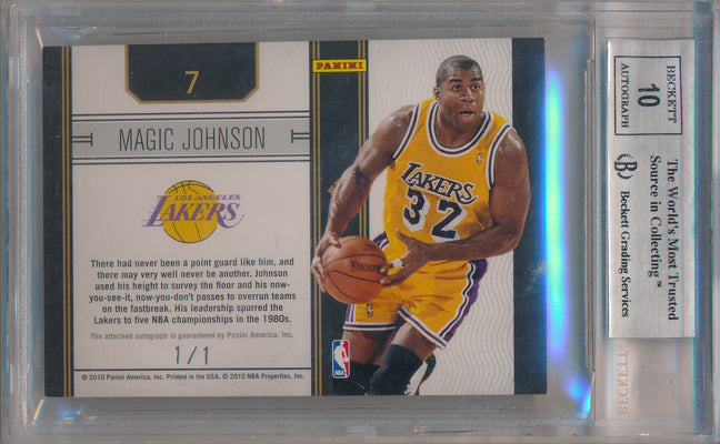 Panini 2010-2011 Timeless Treasures HOF Signatures #7 Magic Johnson 1/1 / BGS Grade 9 / Auto Grade 10