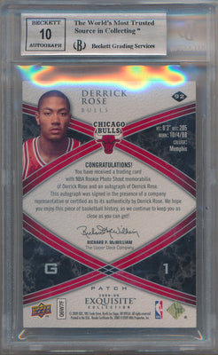 Upper Deck 2008-09 Exquisite Collection Rookie Jersey Auto #92 Derrick Rose 06/99 / BGS Grade 8.5 / Auto Grade 10