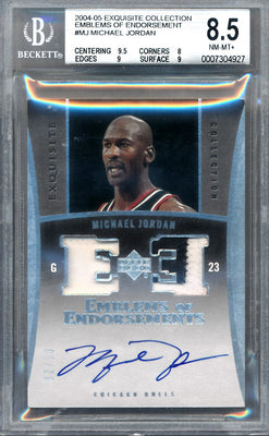 Upper Deck 2004-2005 Exquisite Collection Emblems Of Endorsement #MJ Michael Jordan 2/10 / BGS Grade 8.5 / Auto Grade 10