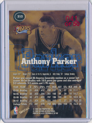 SkyBox 1997-1998 Premium Star Rubies #212 Anthony Parker 41/50