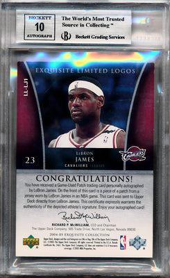 Upper Deck 2004-2005 Exquisite Collection Limited Logos #LJ1 Lebron James 39/50 / BGS Grade 9 / Auto Grade 10