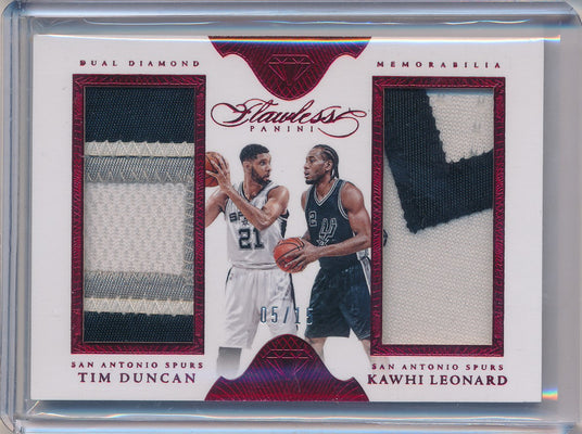 Panini 2015-2016 Flawless Ruby Dual Diamond Patches #DD-SASP Kawhi Leonard/ Tim Duncan 05/15