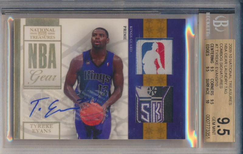 Panini  2009-2010 National Treasures NBA Gear Laundry Tag Combos Signatures #7 Tyreke Evans 3/10 / BGS Grade 9.5 / Auto Grade 10