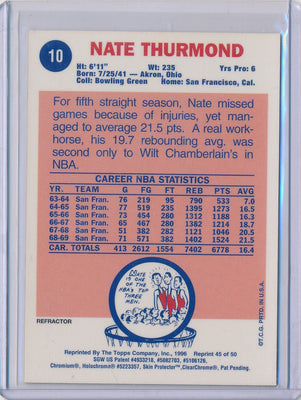 Topps 1996-1997 Finest Reprint Refractor #10 Nate Thurmond