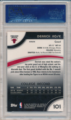 Topps 2007-08 Finest Refractor  #101 Derrick Rose  / PSA Grade 10