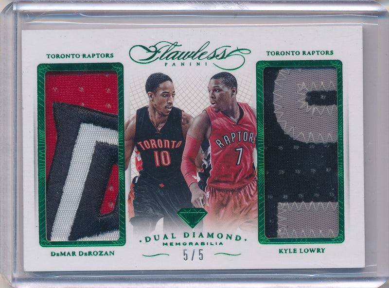 Panini 2014-2015 Flawless Emerald Dual Diamond Patches #DD-TR Kyle Lowry/ Demar Derozan 5/5