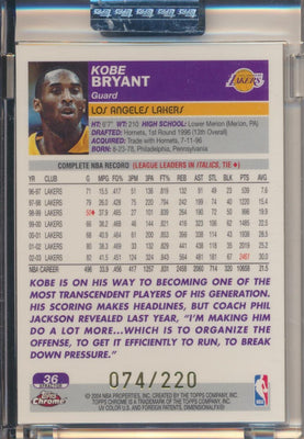 Topps  2003-2004 Chrome  X-Fractor #36 Kobe Bryant 74/220