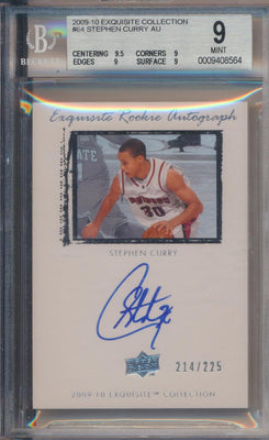 Upper Deck 2009-2010 Exquisite Collection Rookie Auto #64 Stephen Curry 214/225 / BGS Grade 9 / Auto Grade 10