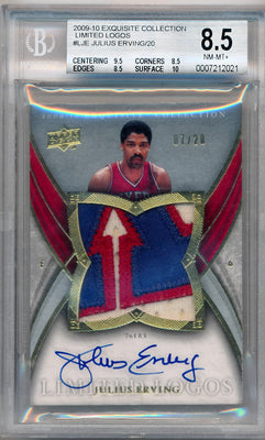 Upper Deck 2009-2010 Exquisite Collection Limited Logos #LJE Julius Erving 7/20 / BGS Grade 8.5 / Auto Grade 10