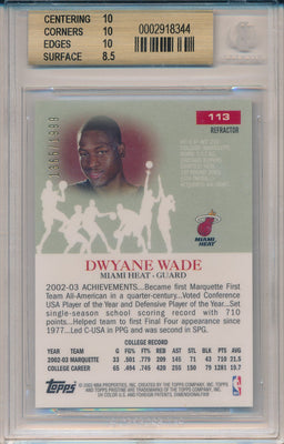 Topps 2003-2004 Pristine Refractors #113 Dwyane Wade 1365/1999 / BGS Grade 9.5