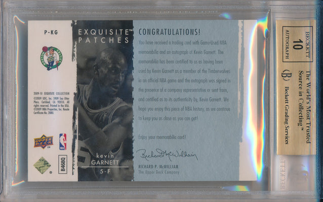 Upper Deck 2009-2010 Exquisite Collection Autographs Patches #P-KG Kevin Garnett 7/50 / BGS Grade 9.5 / Auto Grade 10