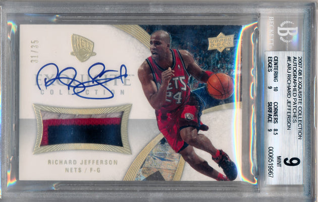 Upper Deck 2007-2008 Exquisite Collection Autographed Patches #EARJ Richard Jefferson 31/35 / BGS Grade 9 / Auto Grade 10