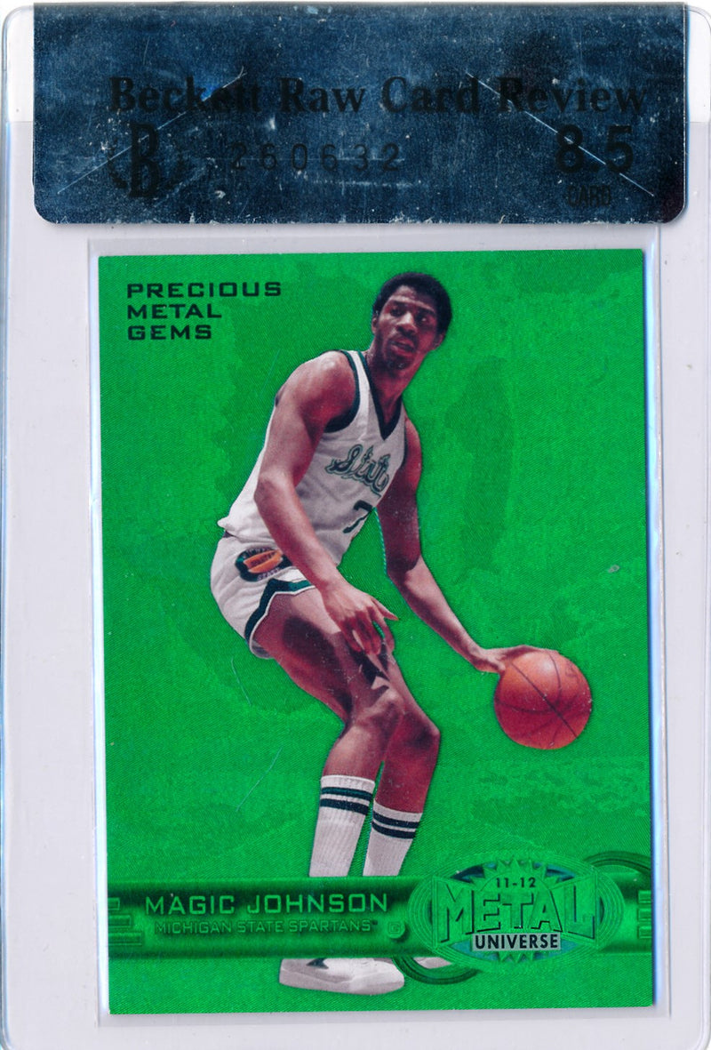 Upper Deck 2011-12 Fleer Retro Precious Metal Gems GREEN #PM-32 Magic Johnson 8/10 / BGS Grade 8.5