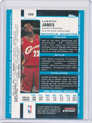 Topps 2003-2004 Bowmans Chrome Rookie Card #123 Lebron James