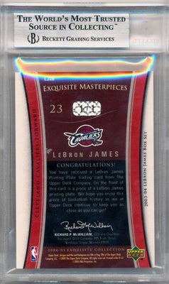 Upper Deck 2004-2005 Exquisite Collection Masterpiece Plates Yellow #LJ28 Lebron James 1/1 / BGS Grade 9