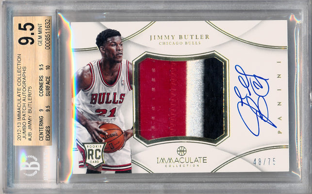 Panini 2012-2013 Immaculate Collection Jumbo Patch Autographs #JB Jimmy Butler 48/75 / BGS Grade 9.5 / Auto Grade 10